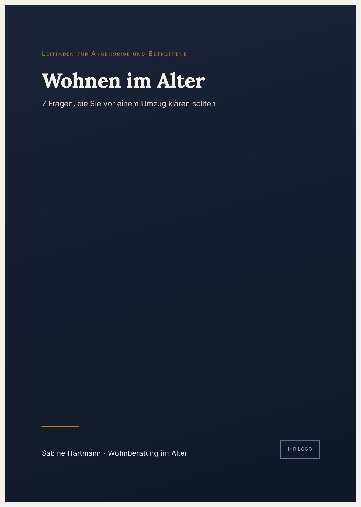 Cover of the Wohnen im Alter sample guide in publisher blue and ivory
